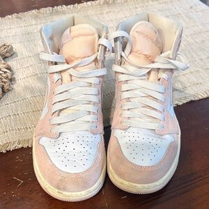 Pink and White High-Top Sneakers